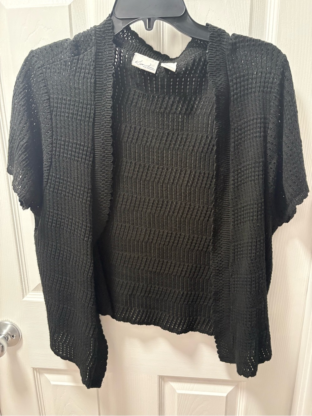 Kim Rogers Black Open-Front Short Sleeve Cardigan